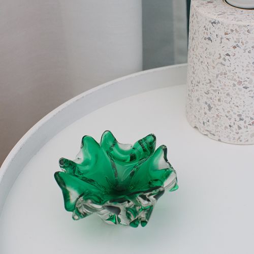 Hutné sklo - miska malá zelená