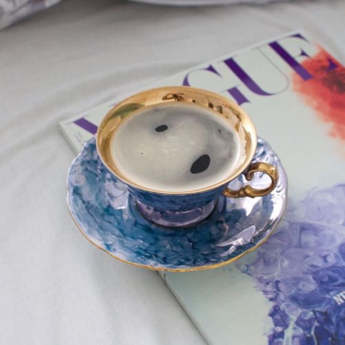 Modrá šálka s podšálkou